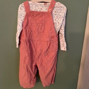 Baby girls shirt and overall set